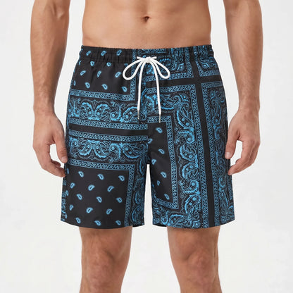 Herren-Badeshorts mit Bandana-Print und Kordelzug