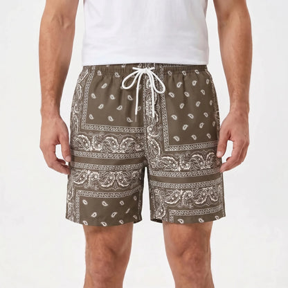 Herren-Badeshorts mit Bandana-Print und Kordelzug