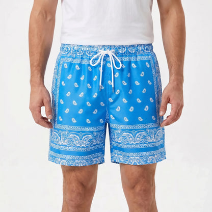 Herren-Badeshorts mit Bandana-Print und Kordelzug
