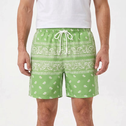 Herren-Badeshorts mit Bandana-Print und Kordelzug