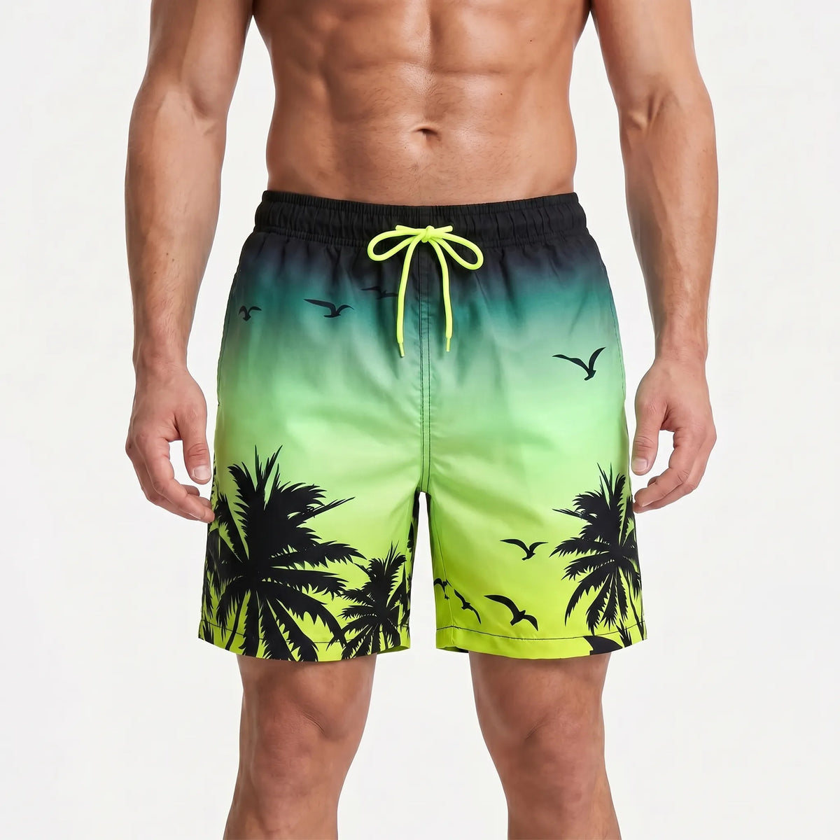 Herren-Badehose mit Farbverlauf und Palmenmuster