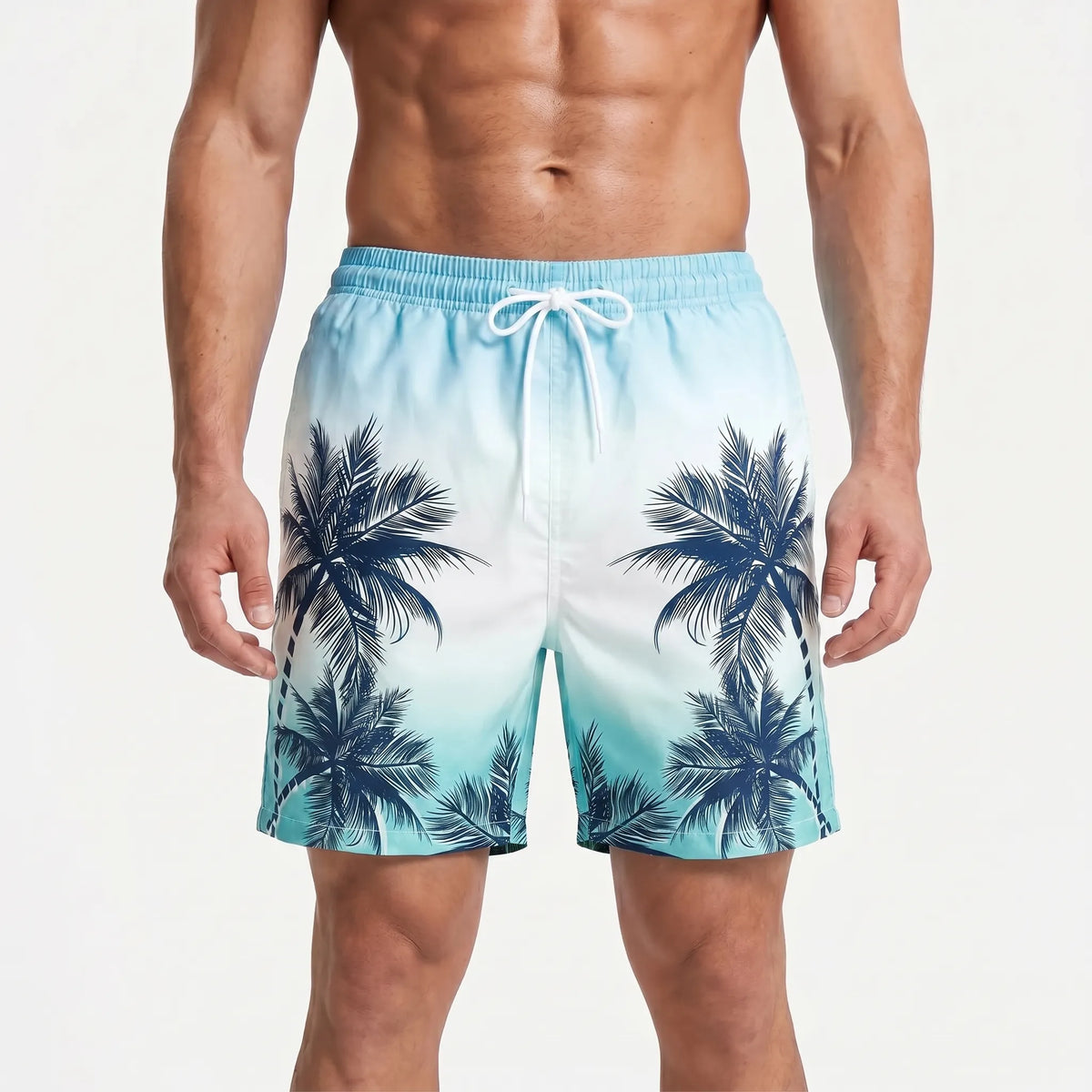 Herren-Badehose mit Farbverlauf und Palmenmuster