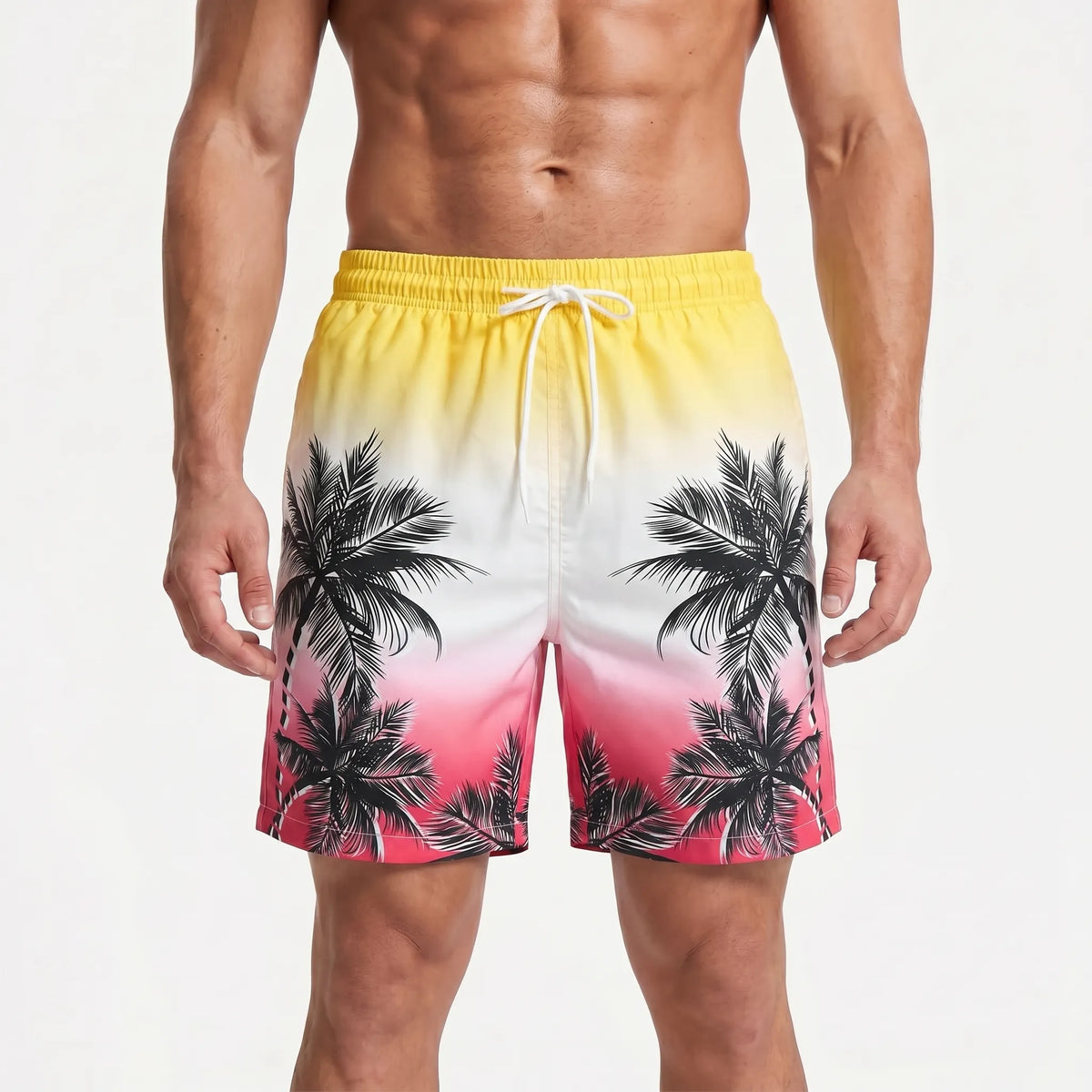 Herren-Badehose mit Farbverlauf und Palmenmuster