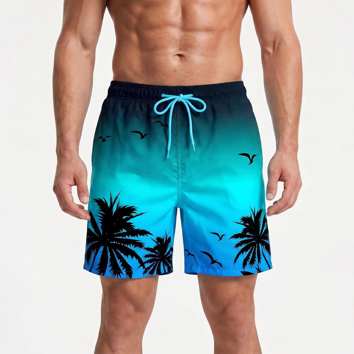 Herren-Badehose mit Farbverlauf und Palmenmuster