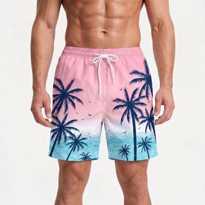 Herren-Badehose mit Farbverlauf und Palmenmuster