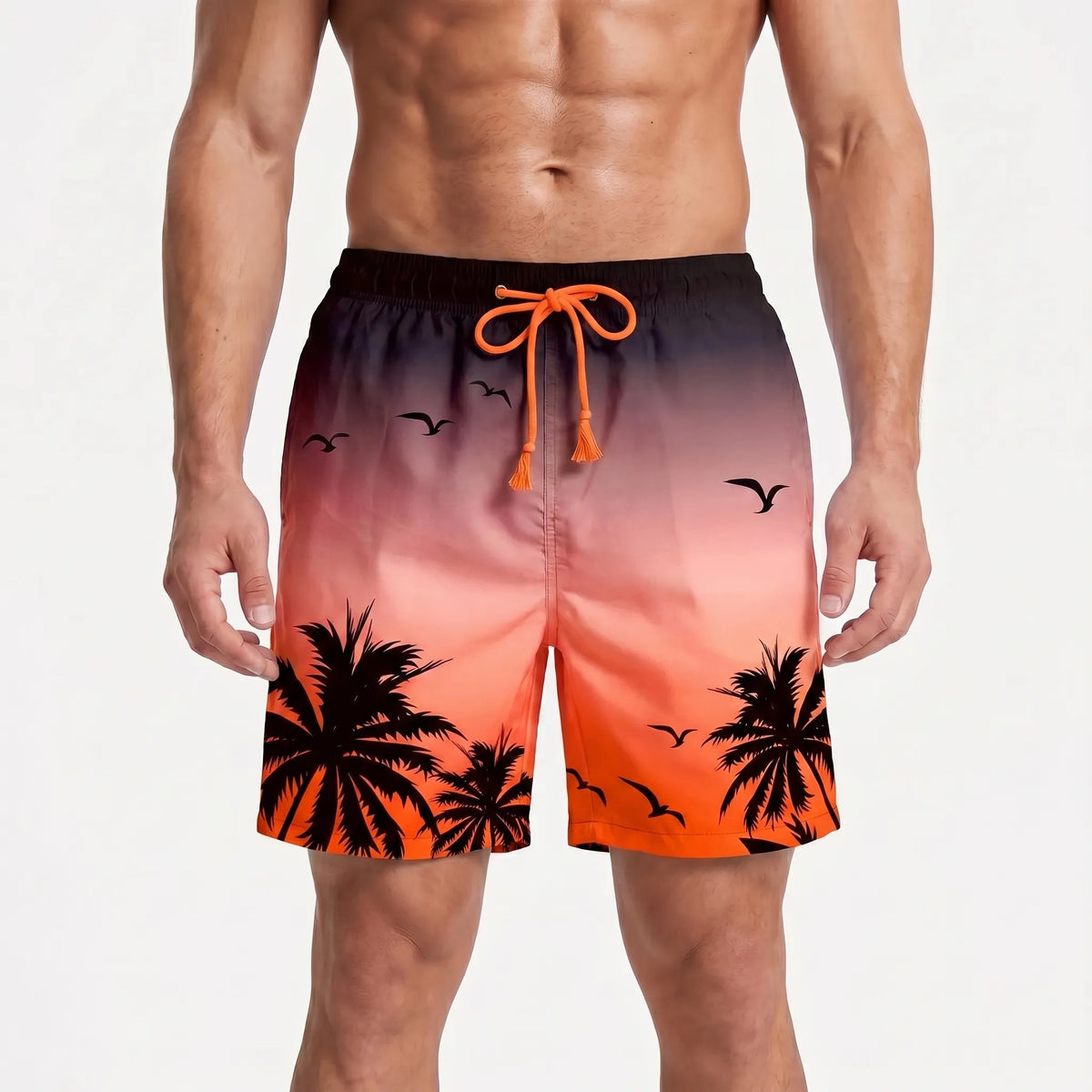 Herren-Badehose mit Farbverlauf und Palmenmuster