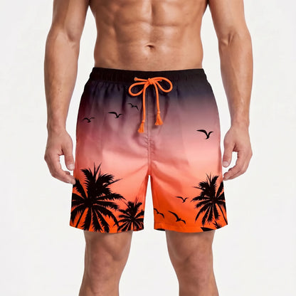 Herren-Badehose mit Farbverlauf und Palmenmuster