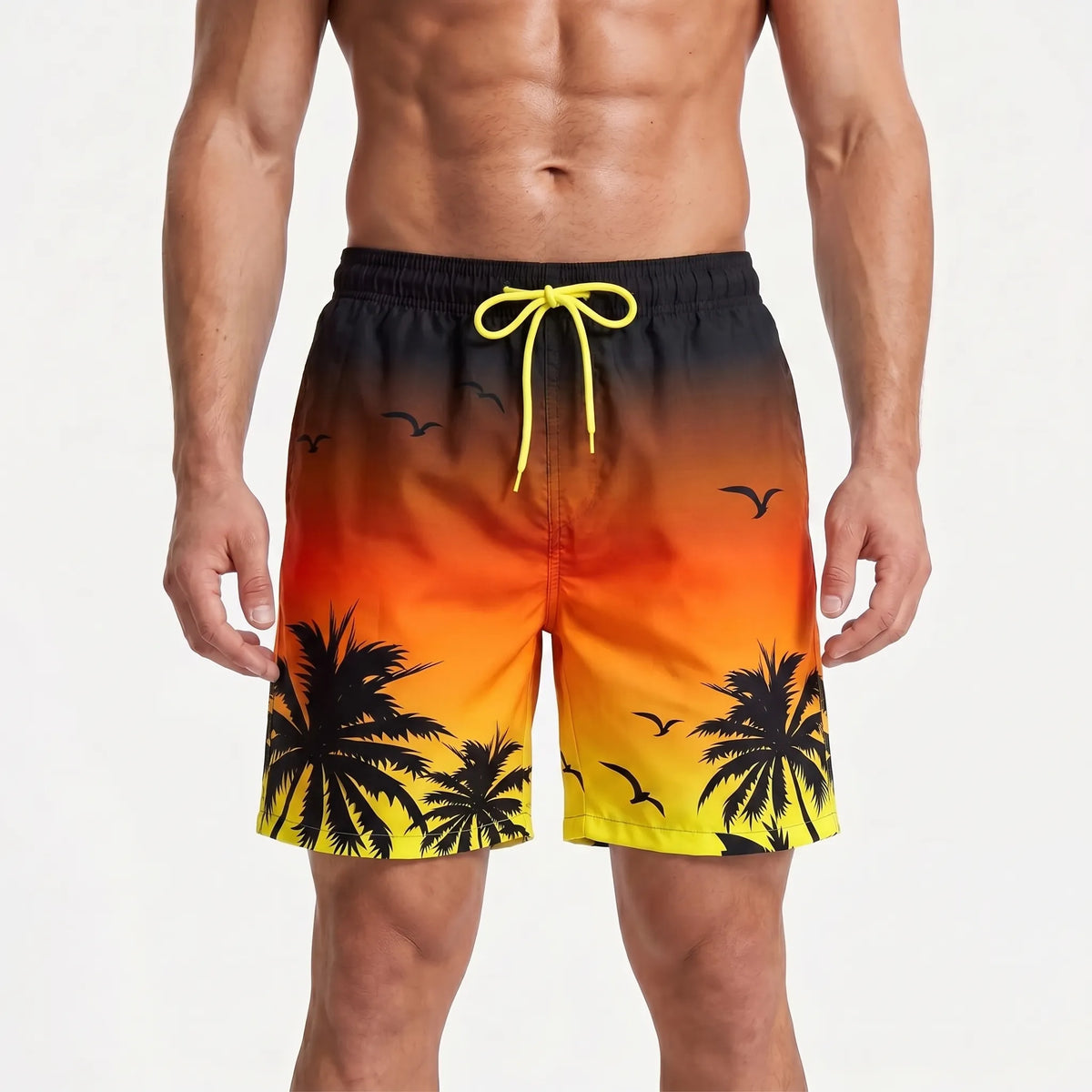 Herren-Badehose mit Farbverlauf und Palmenmuster