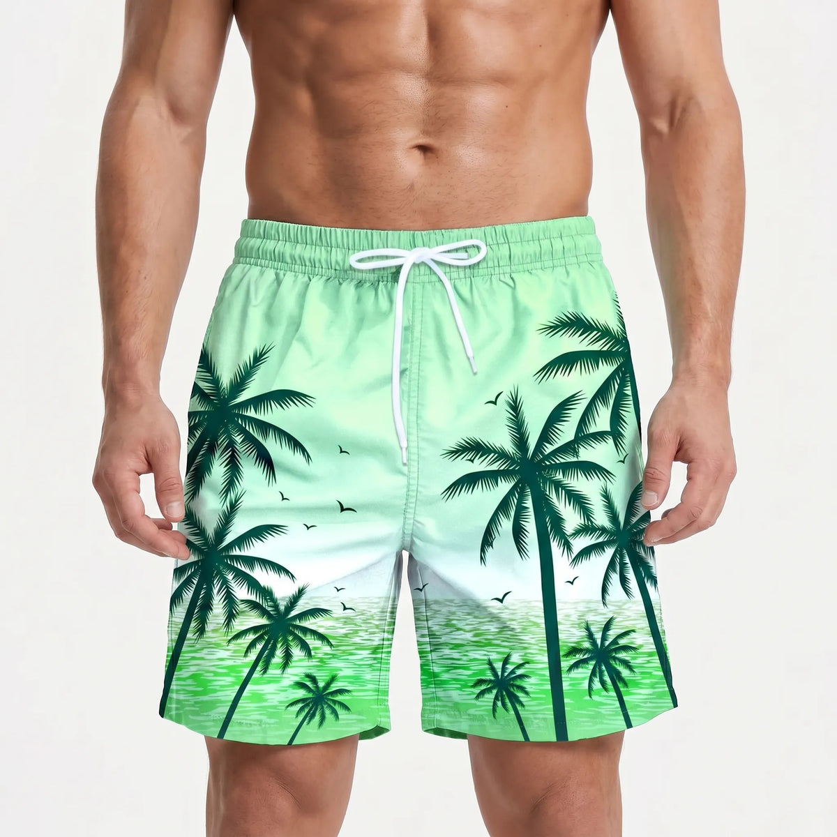 Herren-Badehose mit Farbverlauf und Palmenmuster