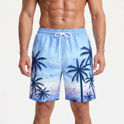 Herren-Badehose mit Farbverlauf und Palmenmuster
