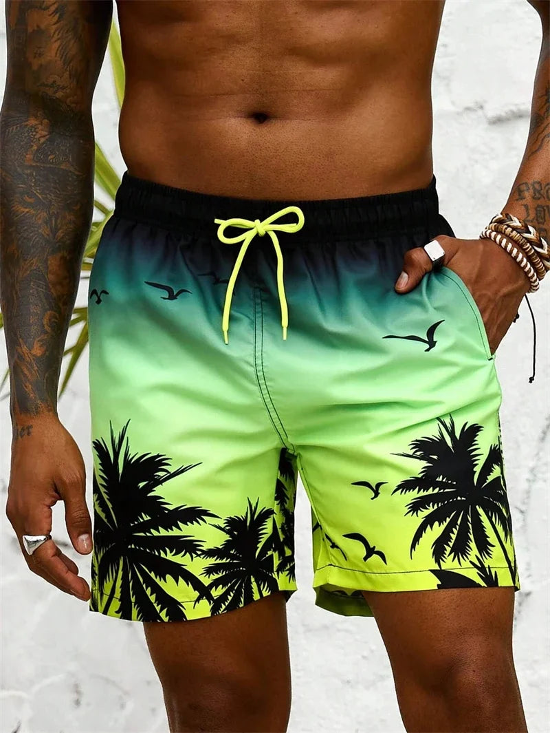 Herren-Badehose mit Farbverlauf und Palmenmuster