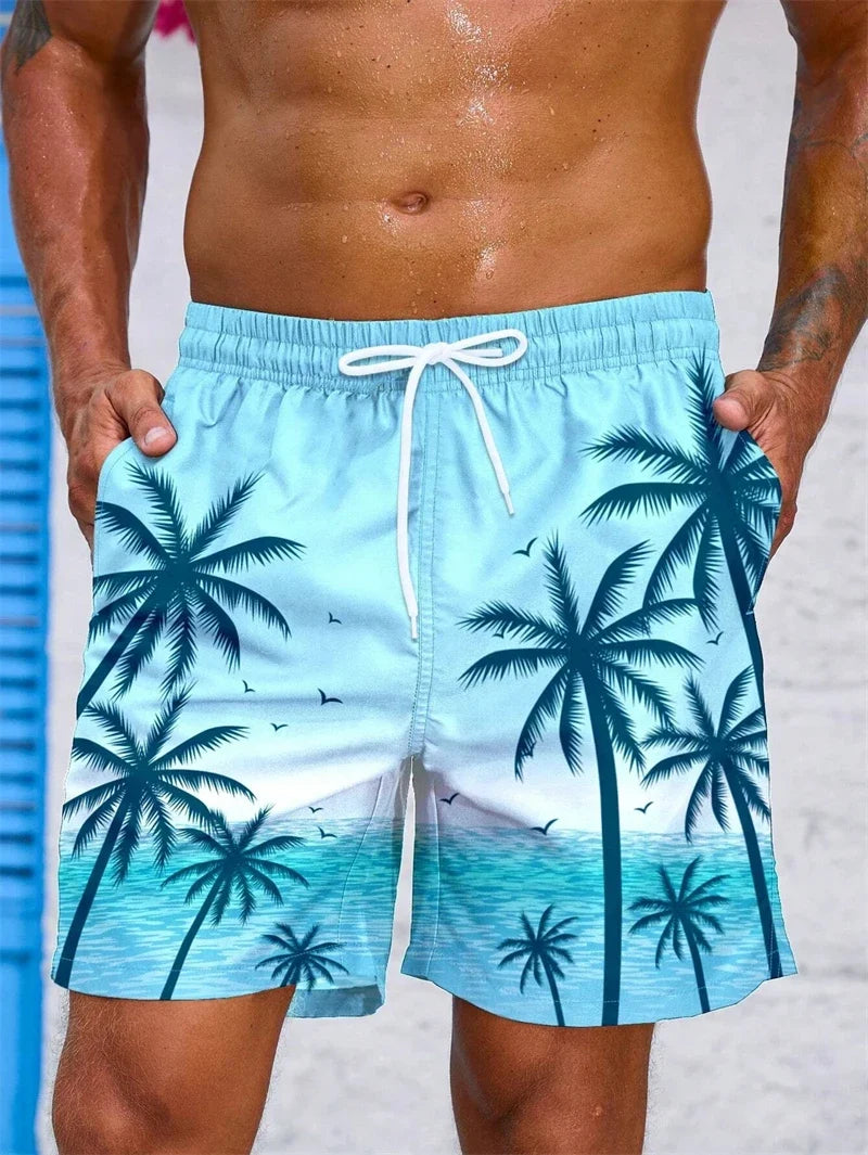 Herren-Badehose mit Farbverlauf und Palmenmuster