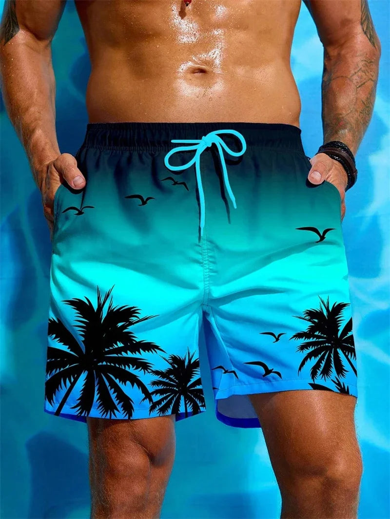 Herren-Badehose mit Farbverlauf und Palmenmuster