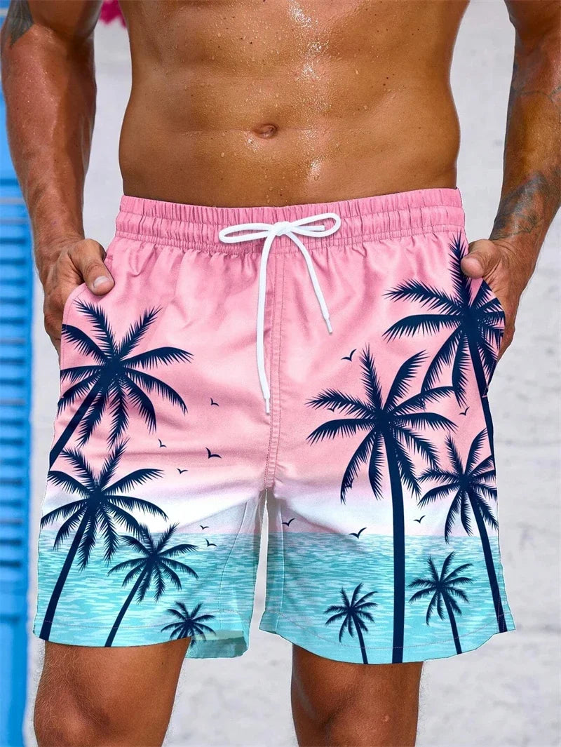 Herren-Badehose mit Farbverlauf und Palmenmuster