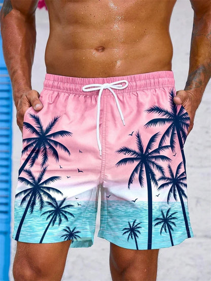 Herren-Badehose mit Farbverlauf und Palmenmuster