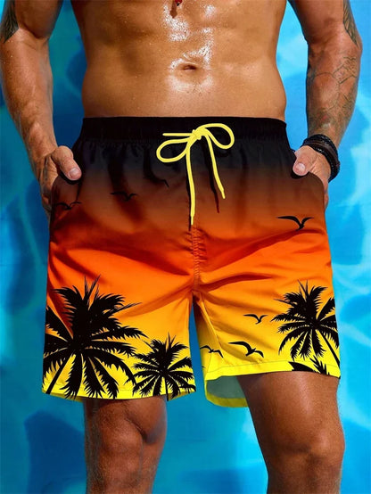 Herren-Badehose mit Farbverlauf und Palmenmuster