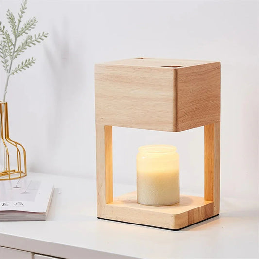 Moderne Kerzenwärmer-Lampe aus Holz mit Dimmfunktion