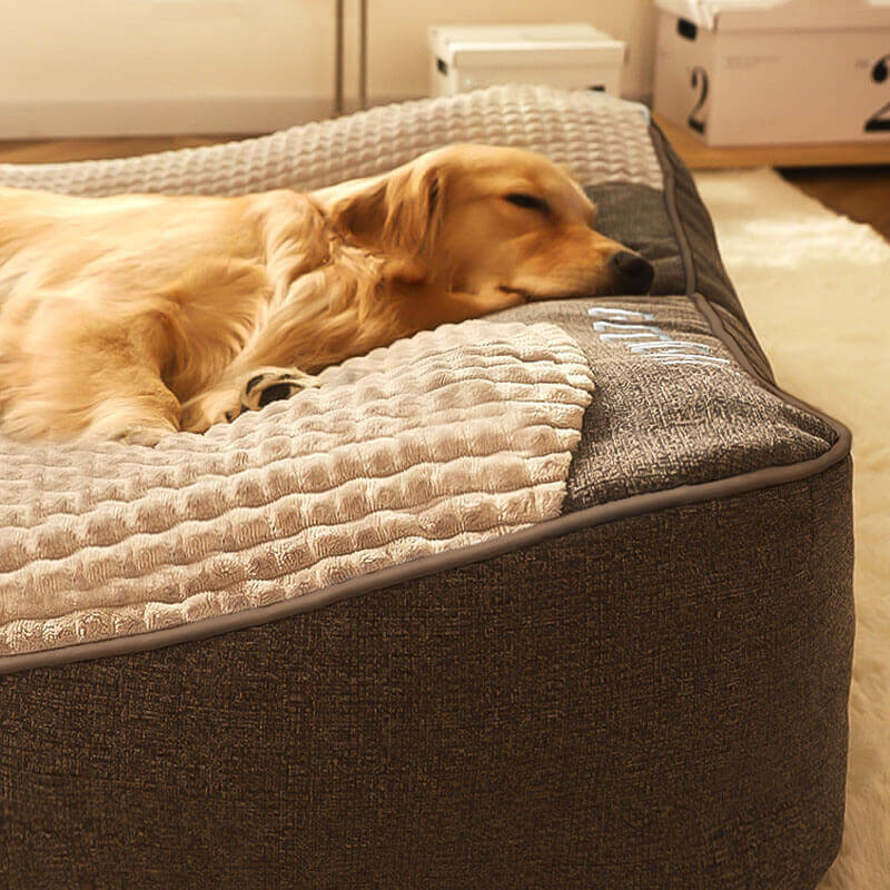 Dickes Hundebett mit Kissen und Bezug