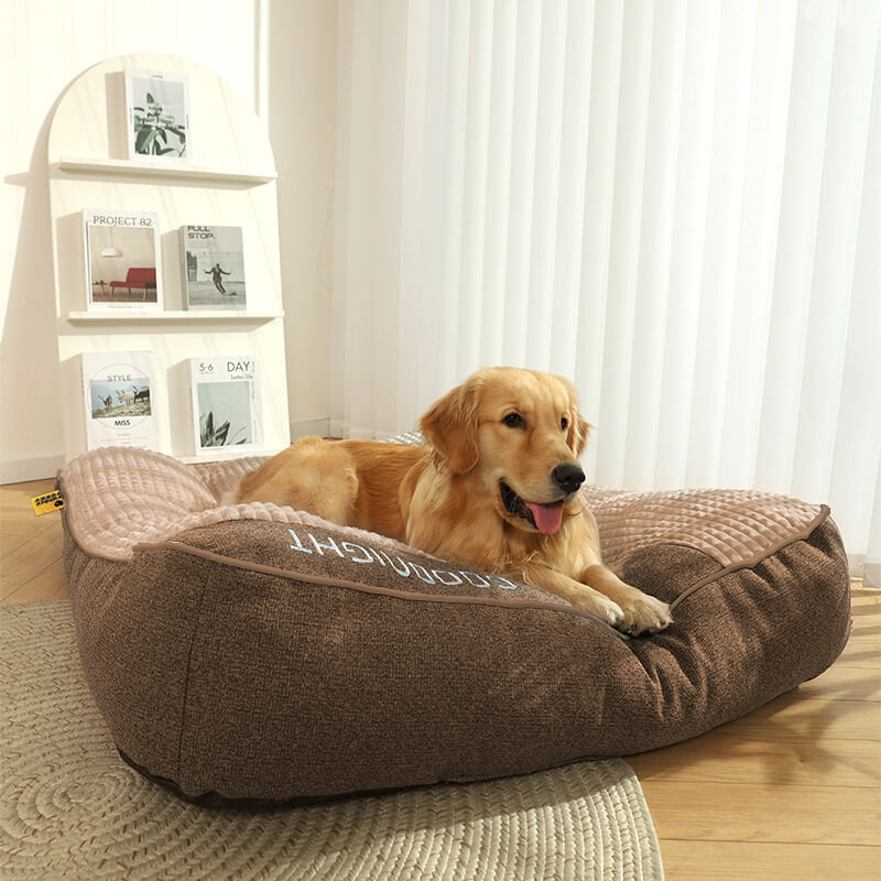 Dickes Hundebett mit Kissen und Bezug