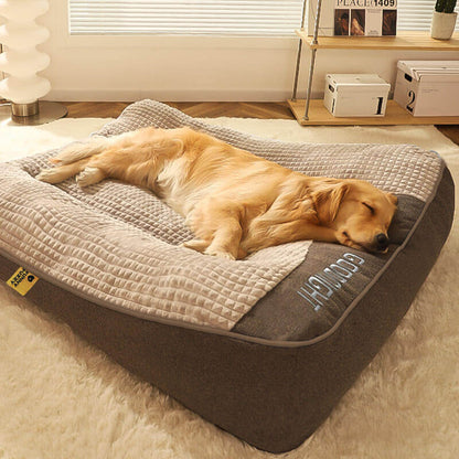 Dickes Hundebett mit Kissen und Bezug