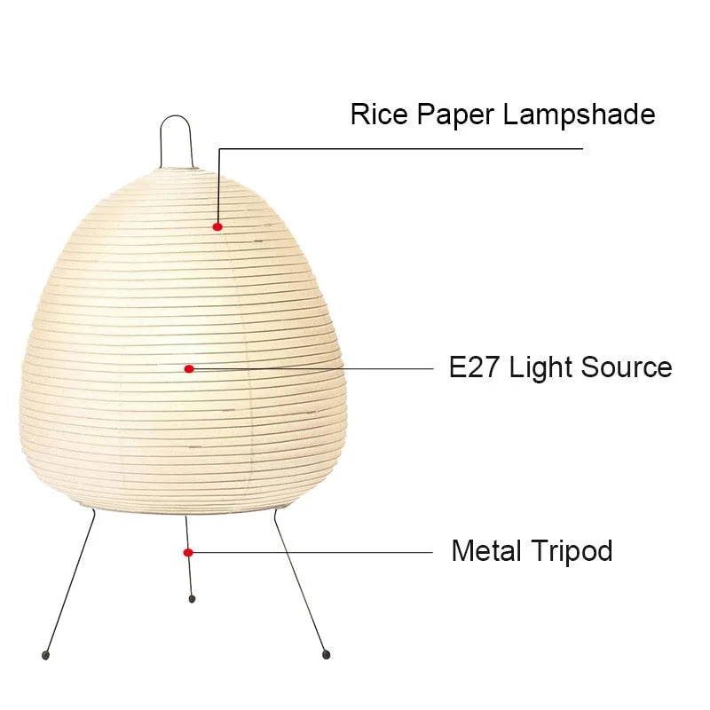 Japanische Stehlampe aus Reispapier E27 47 cm Weiß