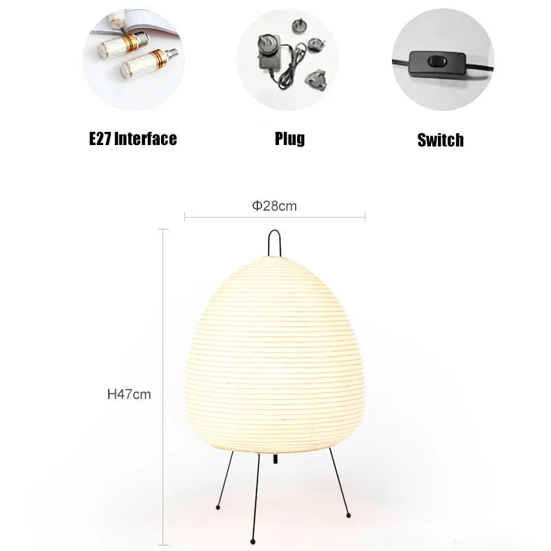 Japanische Stehlampe aus Reispapier E27 47 cm Weiß