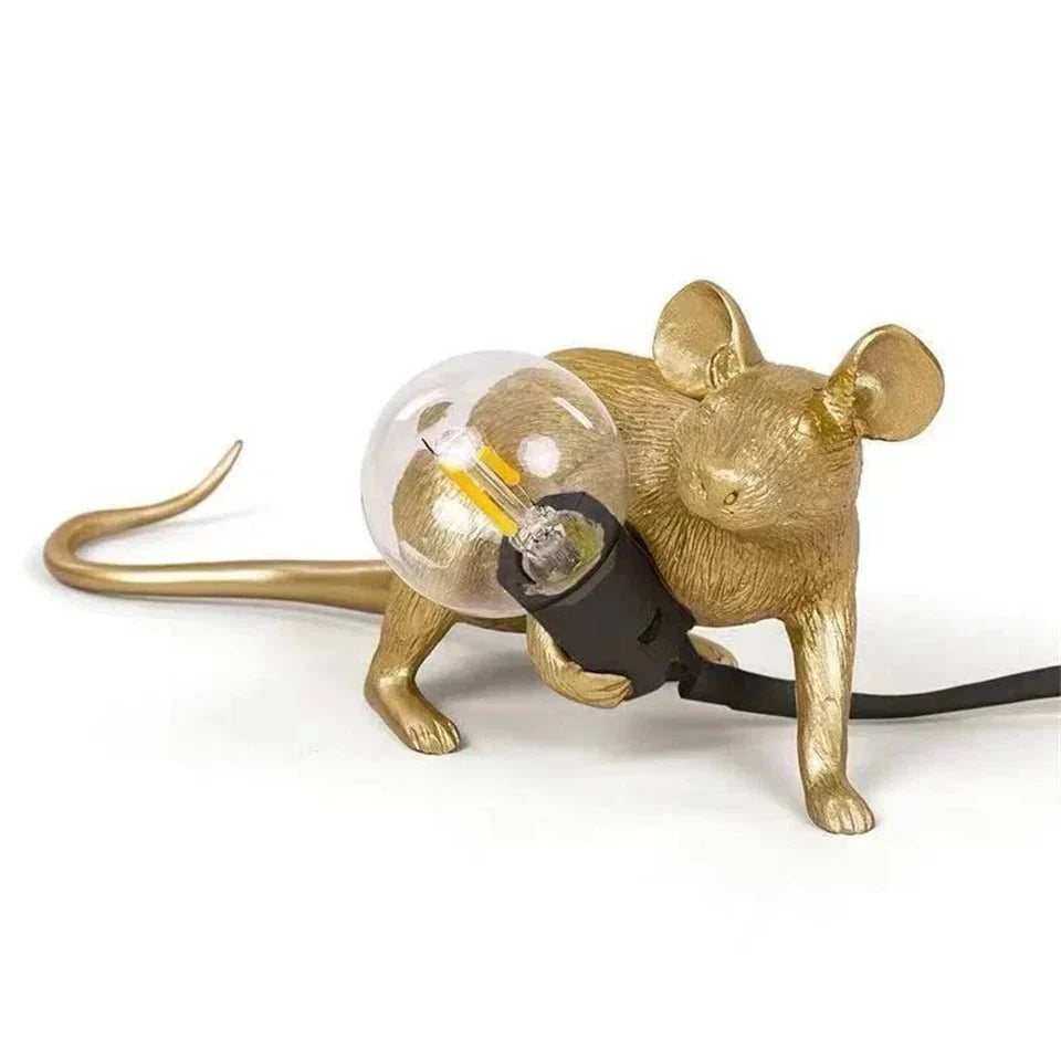 Design-Maus-Tischleuchte aus Resin mit Leuchtmittel