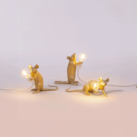 Design-Maus-Tischleuchte aus Resin mit Leuchtmittel