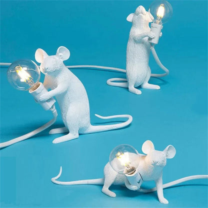 Design-Maus-Tischleuchte aus Resin mit Leuchtmittel