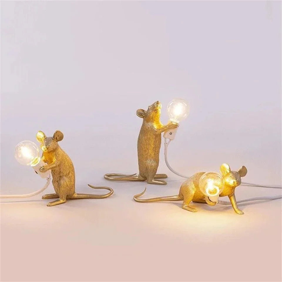 Design-Maus-Tischleuchte aus Resin mit Leuchtmittel