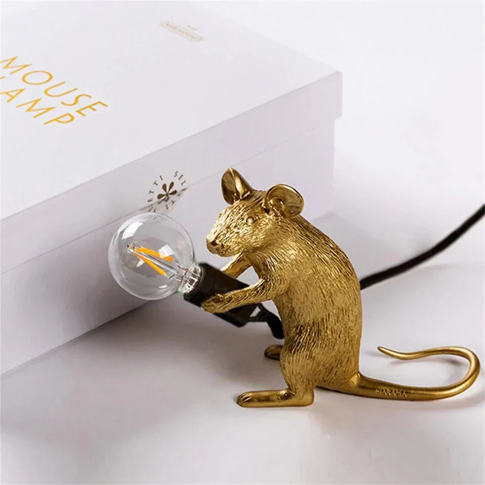 Design-Maus-Tischleuchte aus Resin mit Leuchtmittel