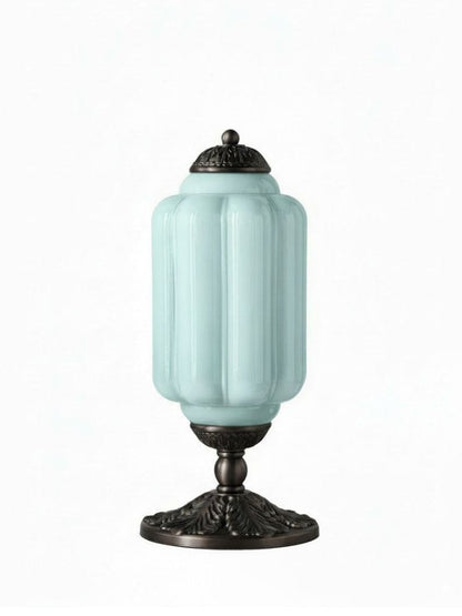 Vintage-Tischleuchte aus Glas mit Metallsockel