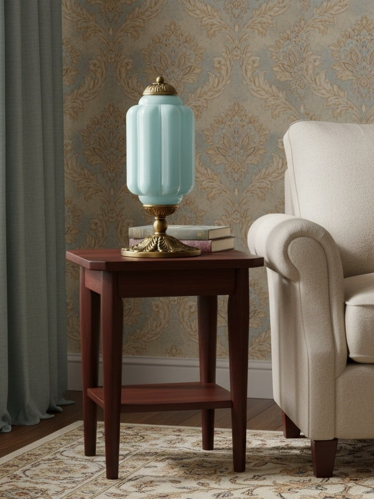 Vintage-Tischleuchte aus Glas mit Metallsockel