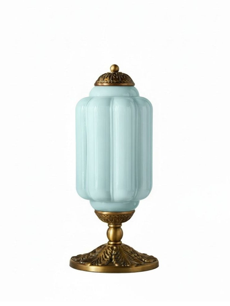 Vintage-Tischleuchte aus Glas mit Metallsockel