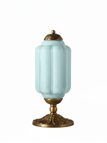 Vintage-Tischleuchte aus Glas mit Metallsockel