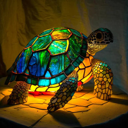 Dekorative Tischlampe im Buntglas-Stil mit Tiermotiv 15 cm