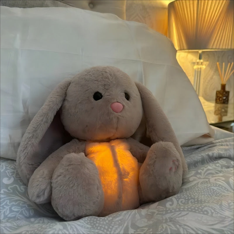 Plüsch-Kuschelhase mit Licht und Herzschlagsound