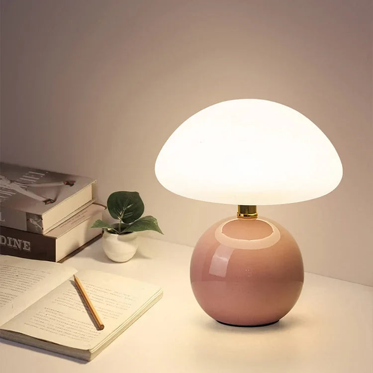 Pilz-Tischleuchte aus Keramik mit einstellbarem Licht