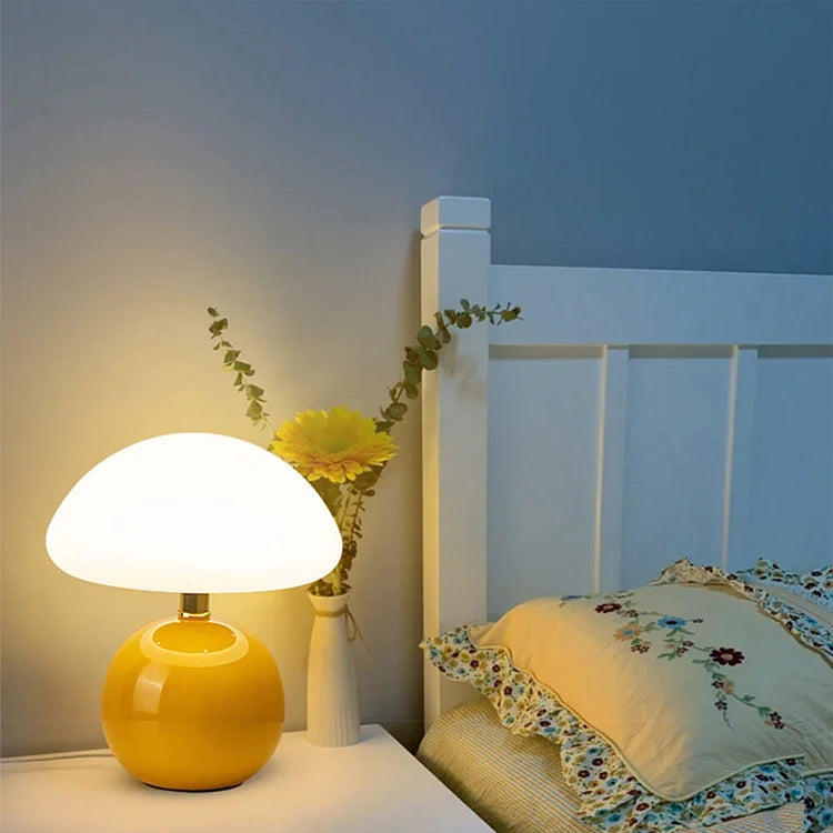 Pilz-Tischlampe aus Keramik mit dimmbarem LED-Licht | BB-22