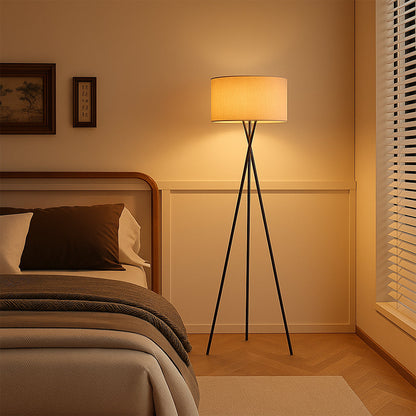 Seiden-Stehlampe Ø42 x H160 cm mit Stoffschirm