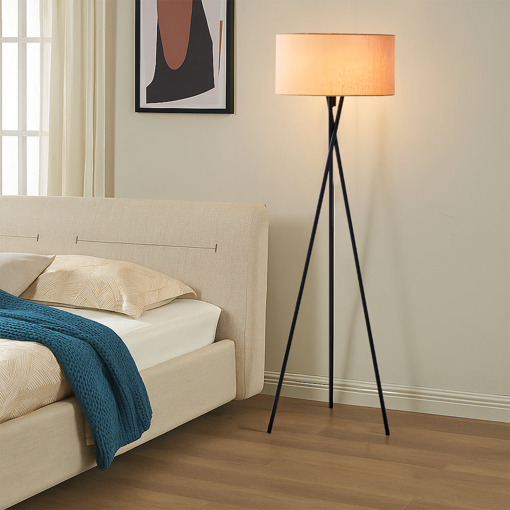 Seiden-Stehlampe Ø42 x H160 cm mit Stoffschirm