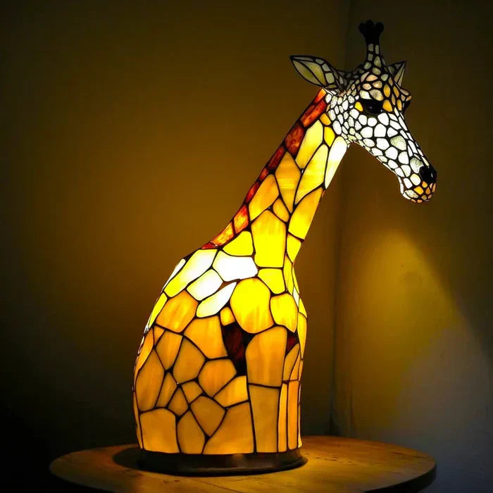 Dekorative Tischlampe im Buntglas-Stil mit Tiermotiv 15 cm