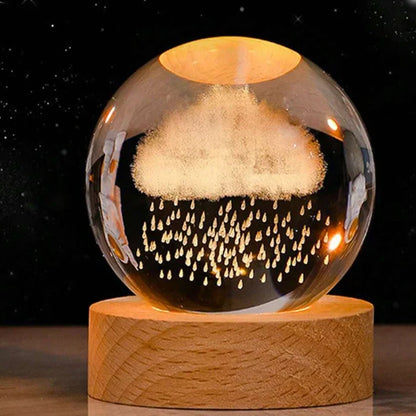 3D-Kristallkugel mit LED-Holzsockel