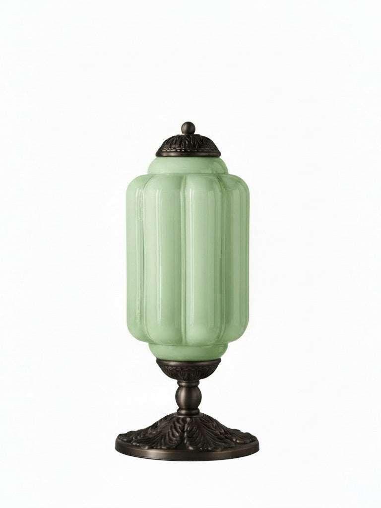 Vintage-Tischleuchte aus Glas mit Metallsockel