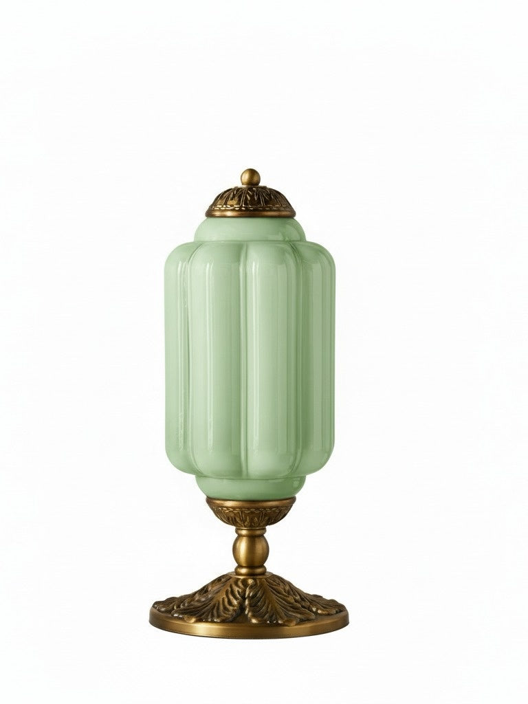Vintage-Tischleuchte aus Glas mit Metallsockel