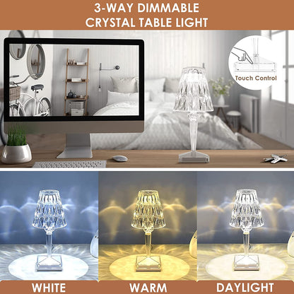 Kristall-Tischlampe LED mit Diamantschliff
