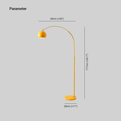 Moderne LED Bogen-Stehleuchte aus Metall mit Fußschalter