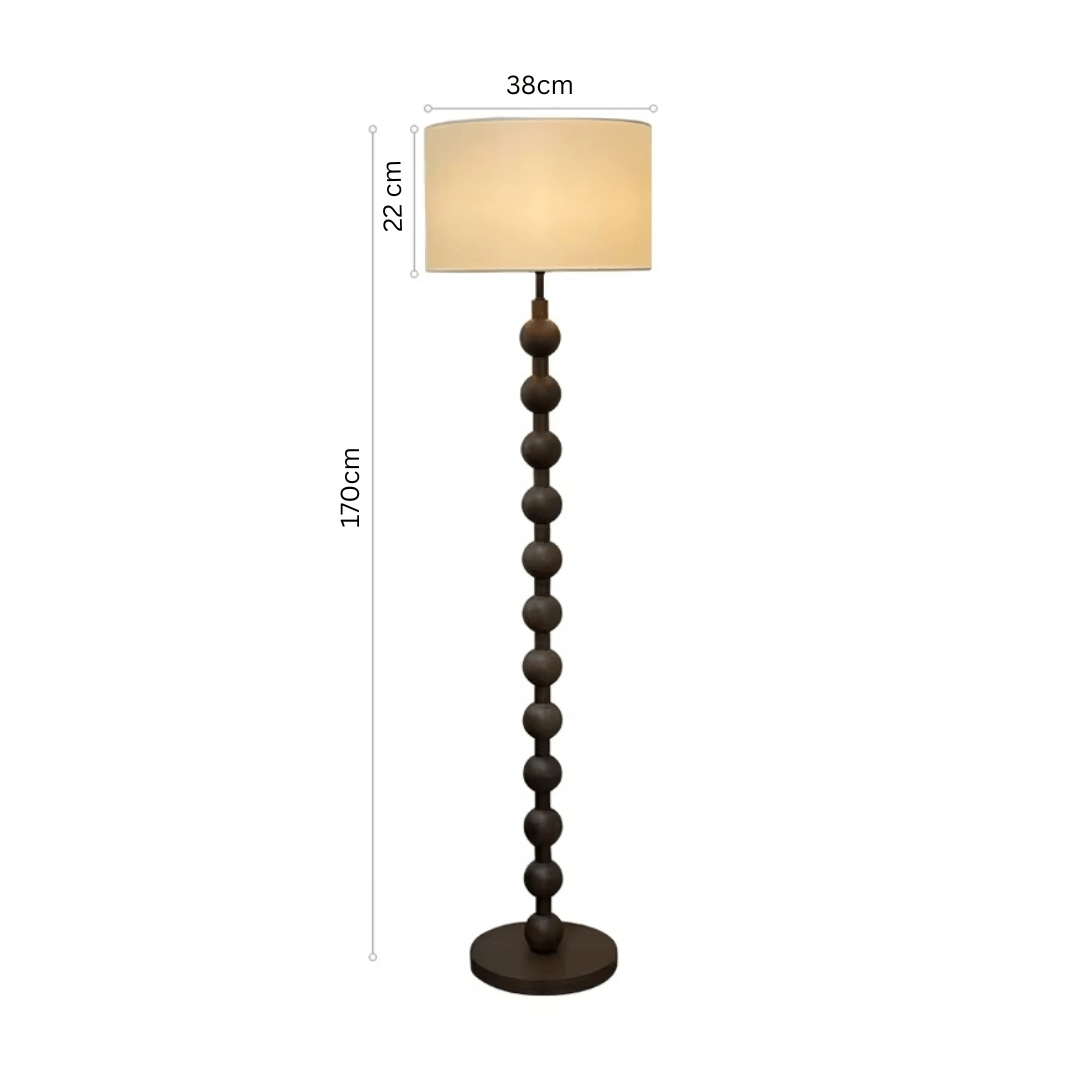 Japandi-Stehlampe aus Holz mit Leinenschirm 170 cm