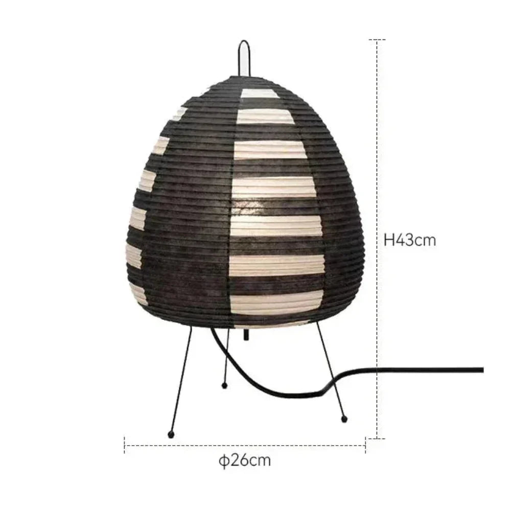 Japanische Reispapier-Tischleuchte mit Eisenfuß 47 cm