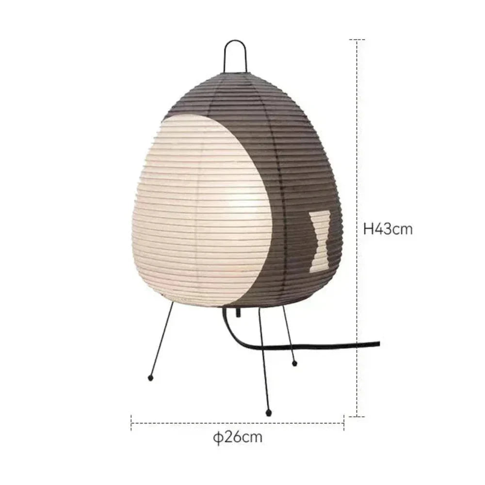 Japanische Reispapier-Tischleuchte mit Eisenfuß 47 cm